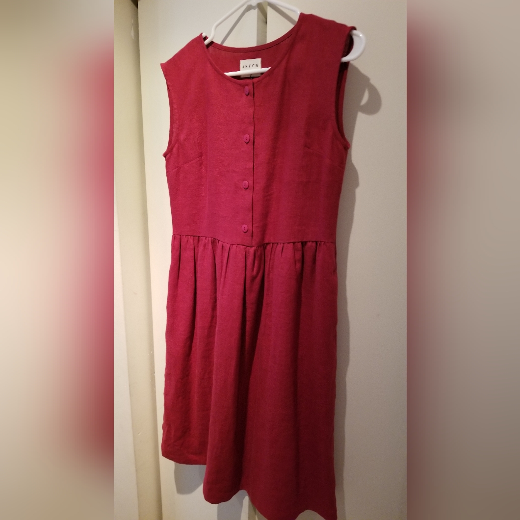 Nwt Burgundy Offon Linen Dress